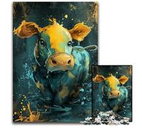 Grazioso puzzle a forma di mucca gialla per adulti, puzzle da 1000 pezzi per adulti, regalo perfetto per la festa della mamma, compleanni, Natale 26X38CM/10,23x14,96 pollici