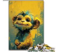Grazioso puzzle a forma di scimmietta gialla da 1000 pezzi per adolescenti, adatto a persone dai 14 anni in su, idee regalo per la decorazione della casa (26x38cm)