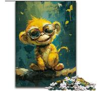 Grazioso puzzle a forma di scimmietta gialla per adolescenti, 1000 pezzi, gioco stimolante e interazione tra genitori e figli (50x75cm)