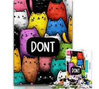 Grazioso puzzle astratto a forma di gatto da 1000 pezzi per adolescenti, difficile da completare ma divertente e umoristico gioco educativo per compleanni 38x26cm