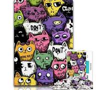 Grazioso puzzle astratto a forma di gatto da 1000 pezzi per adulti, gioco stimolante e gioco in famiglia, ideale come regalo per tutta la famiglia (50x75cm)