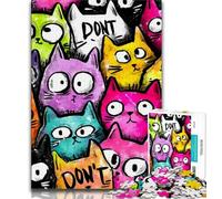 Grazioso puzzle astratto a forma di gatto per adolescenti, puzzle da 1000 pezzi, giochi educativi, decorazione per la casa, adatto per la decorazione del desktop, 38x26cm