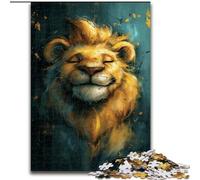 Grazioso puzzle da 1000 pezzi a forma di leone giallo, regalo per adolescenti, difficile da completare ma divertente e umoristico, regalo di compleanno, regali, arte murale (50x75cm)