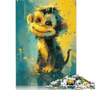 Grazioso puzzle da 1000 pezzi a forma di scimmietta gialla per adulti, 100% carta riciclata, puzzle rigidi per bambini, regalo di Natale, 1000 pezzi (75x50 cm)