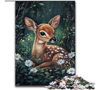 Grazioso puzzle da 1000 pezzi per adulti con cervo Sika, motivo artistico, interessante, antistress, con Babbo Natale, per bambini dai 14 anni (50x75cm)