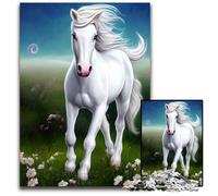 Grazioso puzzle di animali a forma di cavallo bianco per puzzle di carta da 1000 pezzi per adulti perfetto per adolescenti rompicapo per creare legami familiari regalo fai 1000 pezzi (38x26 cm)