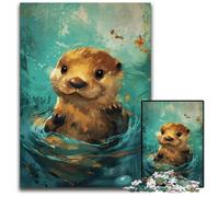 Grazioso puzzle di cartone a forma di lontra gialla da 1000 pezzi per adulti, idea regalo di compleanno, gioco rompicapo impegnativo 26X38CM/10,23x14,96 pollici