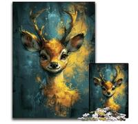 Grazioso puzzle di cervi gialli da 1000 pezzi per adulti, puzzle impossibili per adulti, gioco interattivo per famiglie, decorazione fai da te per la casa, regalo rompicapo 50x75CM/19,68x29,52 pollici