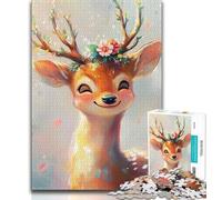 Grazioso puzzle di cervi Sika da 1000 pezzi per adolescenti, gioco stimolante e gioco in famiglia con pezzi completamente interconnessi di forma casuale (50x75cm)