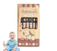 Grazioso set di penne Capybara Straight Liquid Gel Pen | 6 x penne gel Capybara per scrivere, penne estetiche da 0,5 mm, penne di inchiostro animali ad asciugatura rapida, set di carta per studenti