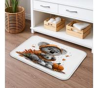 Grazioso tappetino da bagno con koala autunnale, ad asciugatura rapida, adorabile animale con foglie autunnali, assorbente, antiscivolo, in flanella, lavabile, per bagno, WC, decorativo, 50 x 81 cm