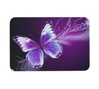 Grazioso tappetino da bagno viola con farfalla diatomica e fango, assorbe l'umidità e lo sporco, zerbino con retro in gomma antiscivolo, adatto sotto la porta, per pavimento del bagno, vasca, doccia