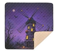 Grazioso tappetino da gioco per bambini con mulino a vento per Halloween, grande, elegante, leggero, per bambini, 127 x 127 cm