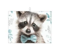 Grazioso tappetino scolapiatti assorbente a forma di procione per bancone della cucina, tappetino da caffè con animale dei cartoni animati, protezione scolapiatti con anello per appenderlo, 45,7 x 61