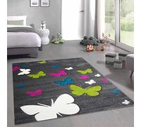 Grazioso tappeto a farfalla per la stanza dei bambini ▸ robusto e privo di sostanze inquinanti ▸ grigio, 160 x 230 cm