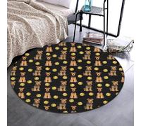 Grazioso tappeto rotondo da pavimento con fondo in gomma antiscivolo, ideale per cucina e ufficio, perfetto come decorazione e protezione. Compatibile con i modelli Airedale Terrier e Softball, colore