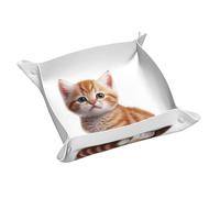 Grazioso vassoio portaoggetti in pelle a forma di gattino, portachiavi, monete, orologi, orecchini e altri accessori, un must per la casa