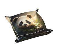 Grazioso vassoio portaoggetti in pelle a forma di panda, piccolo elegante e personalizzato per piccoli oggetti e cosmetici