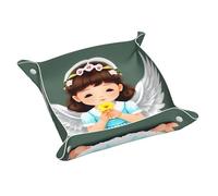 Grazioso vassoio portaoggetti in pelle a forma di piccolo angelo, elegante e personalizzato per piccoli oggetti e cosmetici