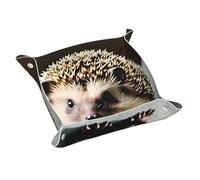 Grazioso vassoio portaoggetti in pelle a forma di riccio, piccolo elegante e personalizzato per piccoli oggetti e cosmetici