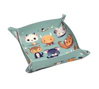 Grazioso vassoio portaoggetti in pelle con piccoli animali, elegante e personalizzato, per piccoli oggetti e cosmetici