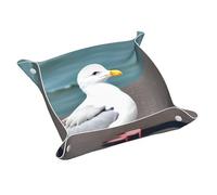 Grazioso vassoio portaoggetti in pelle di gabbiano piccolo elegante e personalizzato per piccoli oggetti e cosmetici