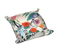 Grazioso vassoio portaoggetti in pelle di tigre bianca, piccolo elegante e personalizzato per piccoli oggetti e cosmetici