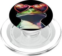Grazioso viso di rana con occhiali da sole a forma di cuore divertente PopSockets PopGrip per MagSafe