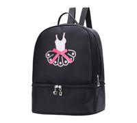 Grazioso zaino per danza classica, con portachiavi, per la scuola, per ragazze e adolescenti, Nero , Einheitsgröße, Zaino daypack