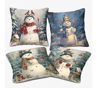 GRBASNDOU Set Di 4 Cuscini Natalizi Per Divano Con Federe Natalizi Di Facile Manutenzione, Perfetti Per Ogni Tipo Di Interno 45x45cm