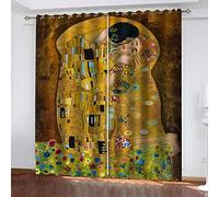 GRBZL Camera da Letto Tende Oscuranti 3D Il Bacio di Klimt - Tende per Finestre Interni Oscuranti Termiche Isolanti con Occhielli per Drappeggi per Interni Salotto Moderni Cameretta 220x215cm