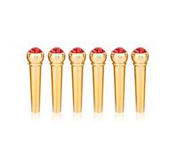 Grcfumo 6pcs per spilli per ponti di chitarra, ottone, in vetro in vetro in ottone per spilli per chitarra con decorazioni a punta in vetro cristallino, parti di sostituzione (Red)