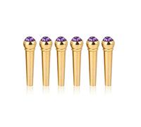 Grcfumo 6pcs per spilli per ponti di chitarra, ottone, in vetro in vetro in ottone per spilli per chitarra con decorazioni a punta in vetro cristallino, parti di sostituzione (Purple)