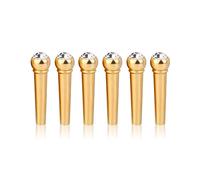 Grcfumo 6pcs per spilli per ponti di chitarra, ottone, in vetro in vetro in ottone per spilli per chitarra con decorazioni a punta in vetro cristallino, parti di sostituzione (White)