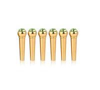Grcfumo 6pcs per spilli per ponti di chitarra, ottone, in vetro in vetro in ottone per spilli per chitarra con decorazioni a punta in vetro cristallino, parti di sostituzione (Green)