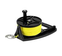 Grcfumo Bobine subacquee, bobina di dito della bobina di corda di ancoraggio con filo clip 83m, ruota della zattera di pesca multiplo per immersioni in esilio delle caverne (Black wheel)