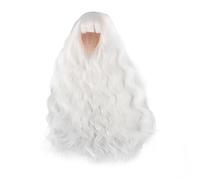 Grcfumo Capelli lisci da bambola con botto, parrucca riccia da bambola di dimensioni 1/4, parrucca dalla consistenza morbida e setosa per acconciare e vestire le bambole (Bianca)