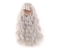 Grcfumo Capelli lisci da bambola con botto, parrucca riccia da bambola di dimensioni 1/4, parrucca dalla consistenza morbida e setosa per acconciare e vestire le bambole (Grigio argento)