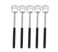 GRCFUMO Massaggiatore per la Schiena Estensibile da 5 Pezzi, Gratta Schiena in Acciaio Inossidabile, Gratta Schiena Retrattile, Gratta Schiena Telescopico per Testa e Braccio