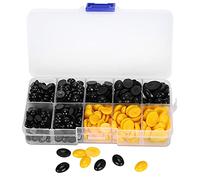 Grcfumo Occhi e nasi per bambola da 580 pezzi, set in plastica nera di dimensioni miste, forniture per la creazione di giocattoli fai-da-te per peluche e amigurumi (580 pezzi per scatola (nero +