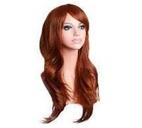 Grcfumo Parrucca, Parrucca donna, capelli lunghi ricci, fibra ostinata al calore, parrucca cosplay lunga riccia ondulata, parrucca donna, capelli ostinati al calore, alla mod (Caffè)