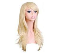 Grcfumo Parrucca, Parrucca donna, capelli lunghi ricci, fibra ostinata al calore, parrucca cosplay lunga riccia ondulata, parrucca donna, capelli ostinati al calore, alla mod (Oro chiaro)