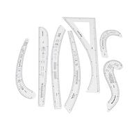 Grcfumo Set di 7 righelli da cucito per, forniture per cucito, set di righelli trasparenti ad alta precisione per la progettazione di modelli di moda e la creazione di cartam