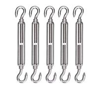 Grcfumo Tenditore a vite 5 pezzi, tenditore per porta a zanzariera, gancio per tenditore e gancio per tensione del cavo metallico in acciaio inossibile 304 per vele ombreggian (M6)