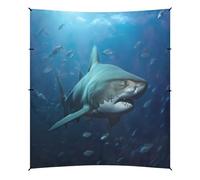 Grckit Atlantic - Tenda da spiaggia con squalo gigante, 24 x 26 cm, con 4 sacchi di sabbia, 4 pali di stabilità, pale per sabbia, tenda per spiaggia, campeggio, pesca, picnic