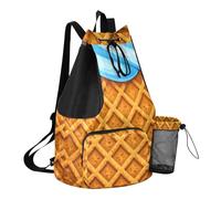 Grckit Blue Ice Cream Cone - Zaino da spiaggia con tasca bagnata, 30 l, leggero, ripiegabile, con coulisse, per nuoto, palestra, escursionismo, pesca, viaggi, unisex