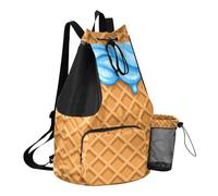 Grckit Blue Ice Cream Cone - Zaino da spiaggia con tasca bagnata, 30 l, leggero, ripiegabile, con coulisse, per nuoto, palestra, escursionismo, pesca, viaggi, unisex
