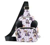 Grckit Borsa a tracolla per bambine, idea regalo per bambine, A325 | Borsa a tracolla per bambini a righe con gatti streghe, 4 modi per indossare un regalo perfetto per compleanno