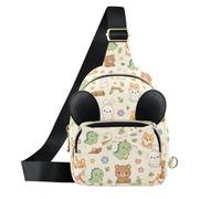 Grckit Borsa a tracolla per bambine, idea regalo per bambine, A388 | Borsa a tracolla per bambini con creature dello zoo pastello, 4 modi per indossare un regalo perfetto per compleanno