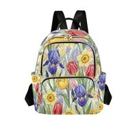 Grckit Bright Spring Flowers Zaino da donna, 8,5 l, leggero, piccolo, con tasche con cerniera, per lavoro e viaggi, A56, (14L) UK, Zaino daypack